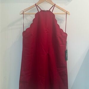 Lulu's Strapless Red Scalloped Dress NWT